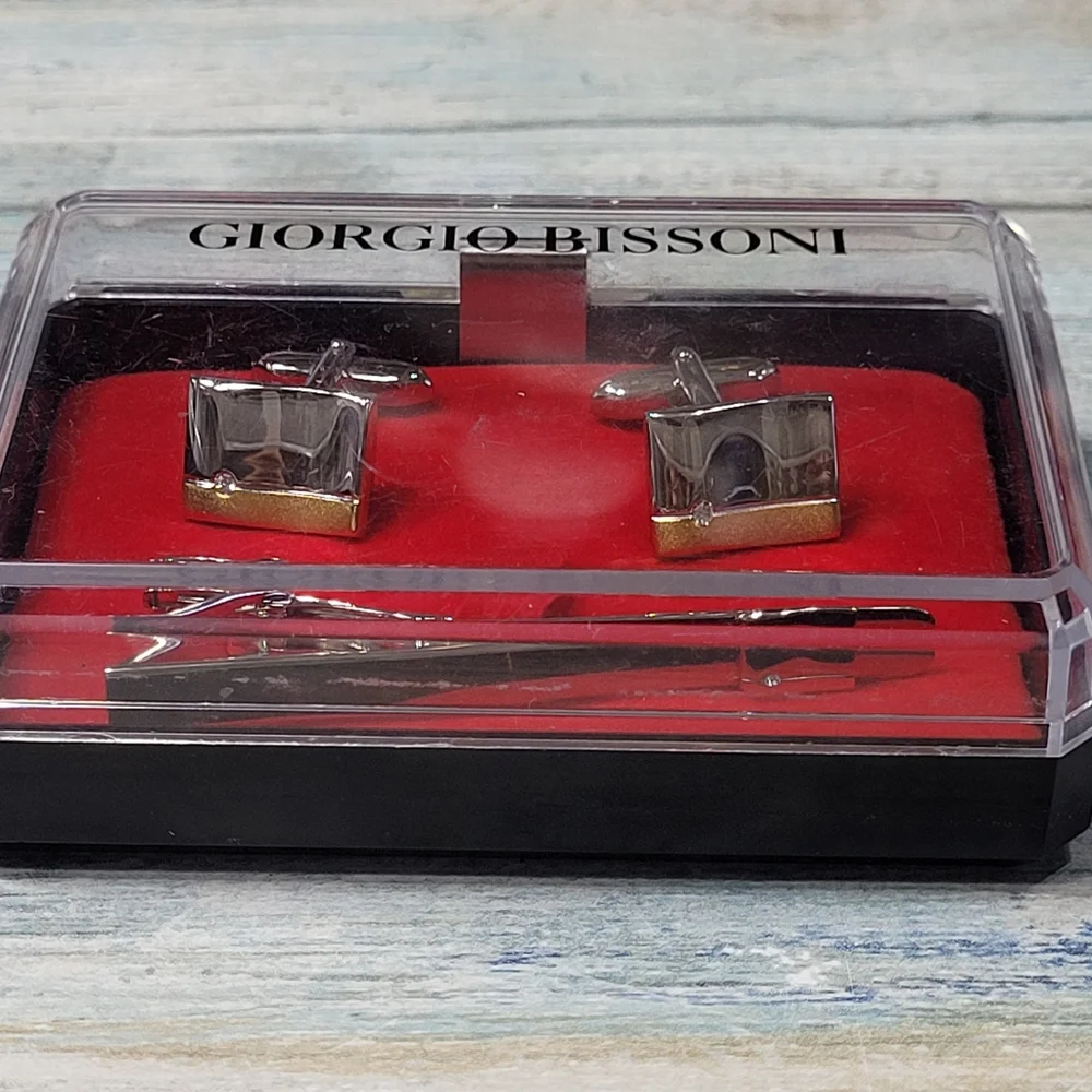 Giorgio Bissoni Cufflinks and Tie Clip Set